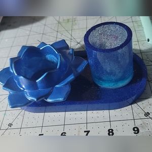 Candle holder, pen/brush holder and tray